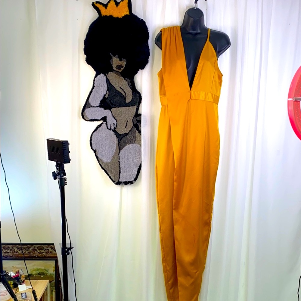 PrettyLittleThing Yellow Satin Slip Dress – Size 10 (NWT)
